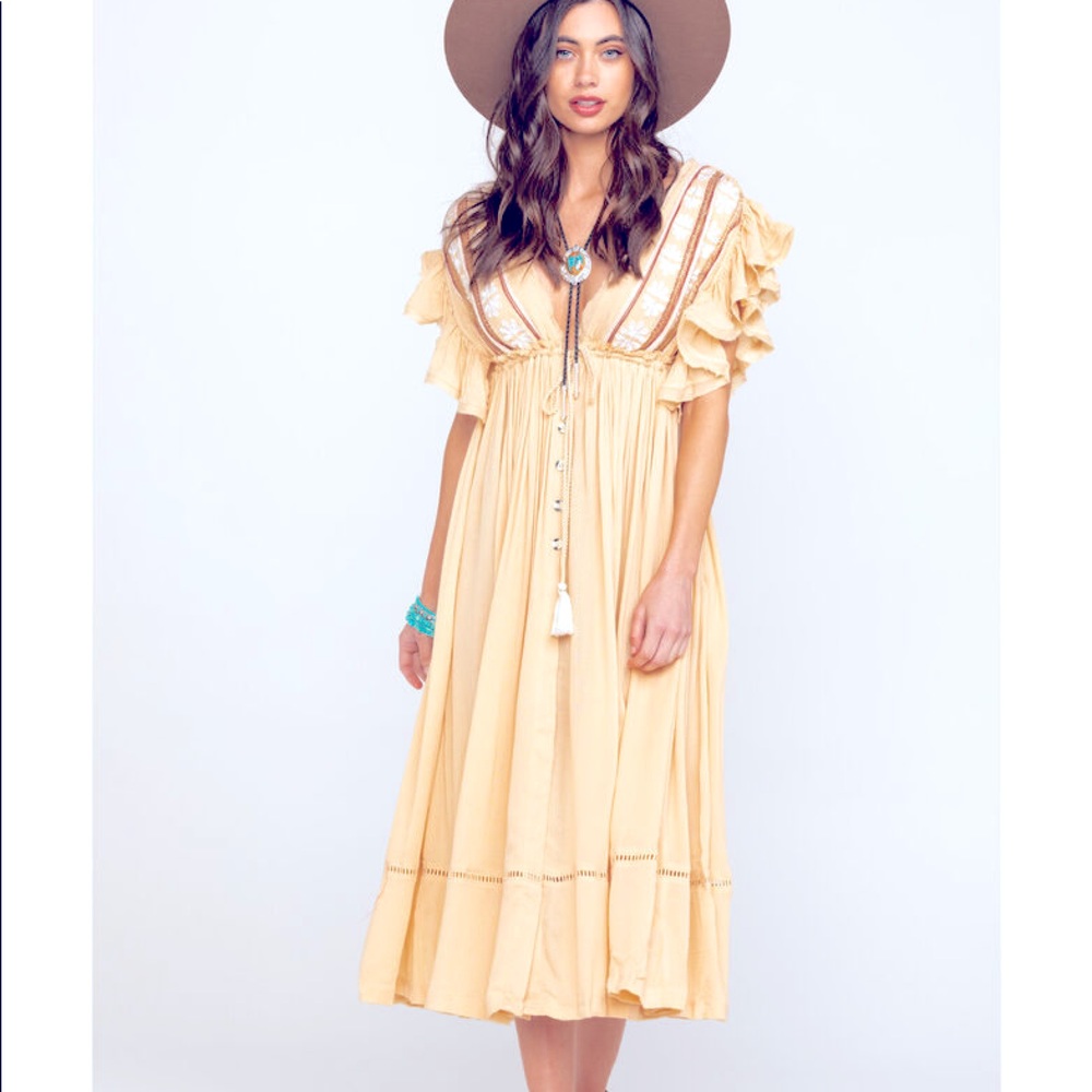 Free People Yellow ‘Will Wait For You’ Midi Dress